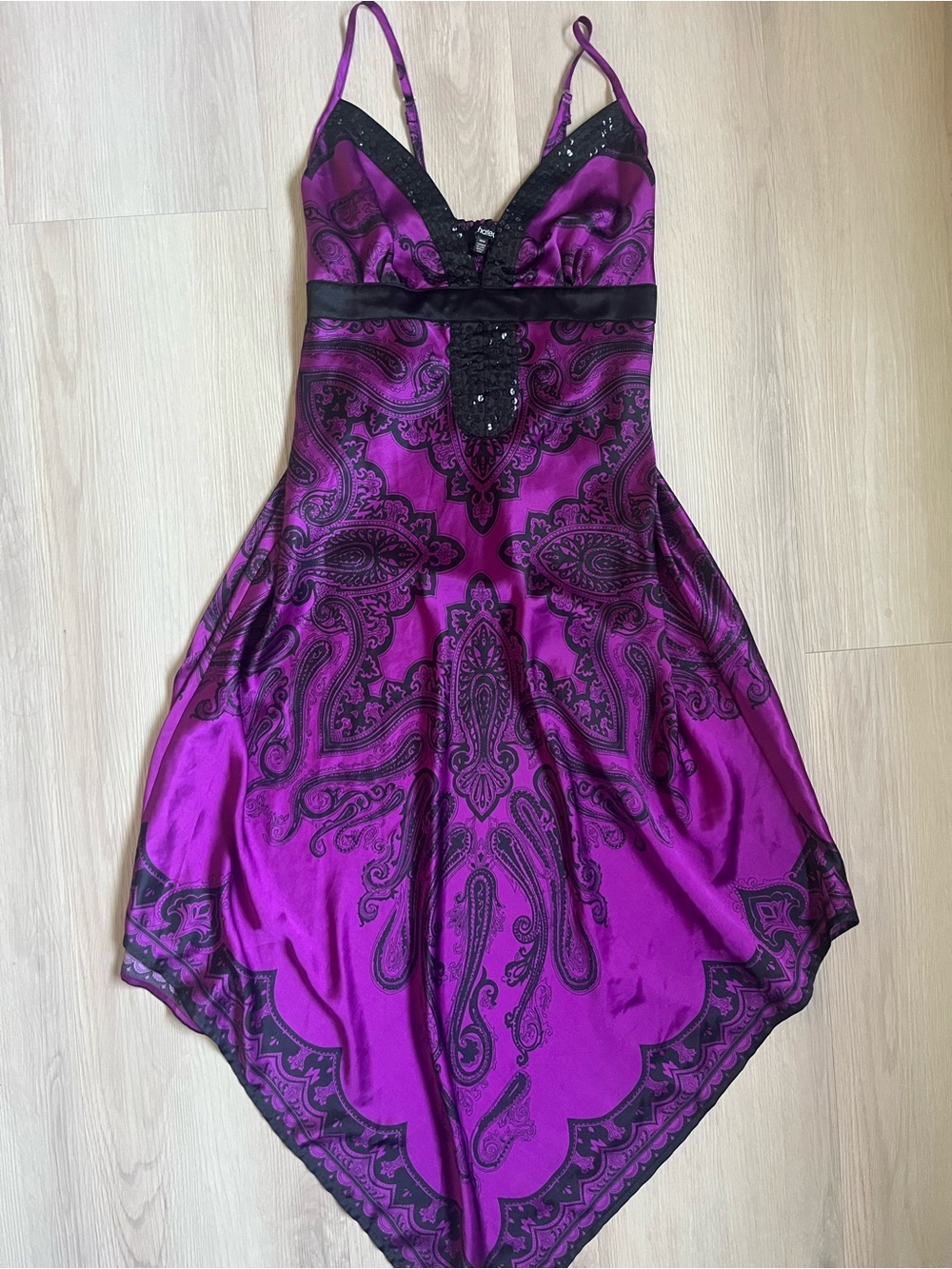 Le Chateau Vintage 90s/Y2K Purple Paisley Fairy Slip Dress Whimsigoth Medium
